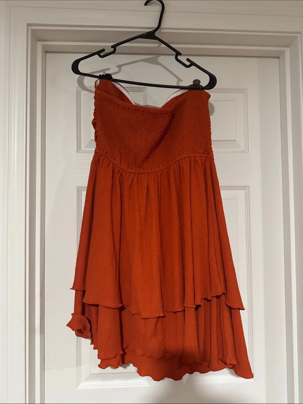 Strapless Tiered dress in Burnt Orange
